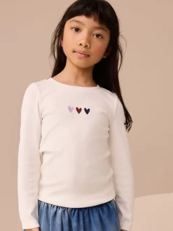 Next - T-shirts côtelés à manches longues Lot de 4 (3à16ans) Bourgogne/Ecru Best