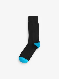 Next - Lot de 7 - Chaussettes riches en coton pour homme Bout de talon noir Online