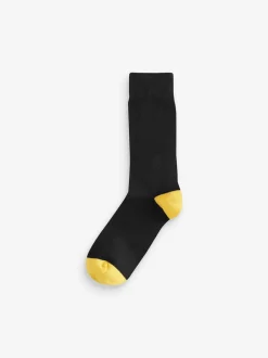 Next - Lot de 7 - Chaussettes riches en coton pour homme Bout de talon noir Online