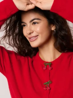 Next - Cardiganen maille col rond Boutons cerise rouge