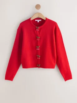Next - Cardiganen maille col rond Boutons cerise rouge