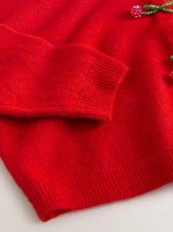 Next - Cardiganen maille col rond Boutons cerise rouge