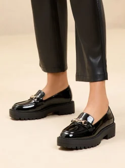 Lipsy Brevet noir - Mocassins en similicuir à mors épais Sale