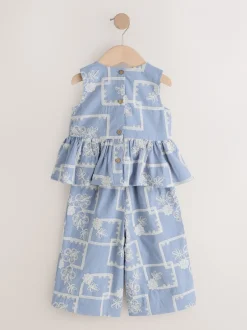 Next Brodé bleu/écru - Ensemble Chemisiers et Pantalons (3mths-8yrs) New