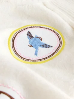 Next - Pull en maille à col rond en laine Brodé écru Best