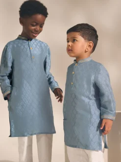 Next - Eid Kurta (3mths-16yrs) Brodé feuille bleue Sale