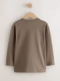 Next Broderie gris/bleu/marron - Lot de 3 T-shirts graphiques à manches longues (3-16ans) New