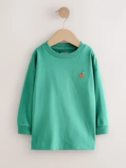 Next Broderie Nourriture Minéraux Personnage - Lot de 4 t-shirts imprimés graphiques à manches longues (3mois-7ans) New