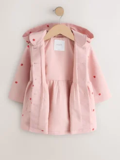 Next Broderie rose - Manteau boutonné résistant à la douche (3mois-7ans) New