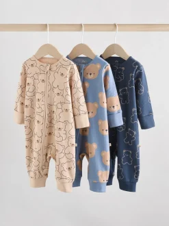 Next Brown/Marine - Lot de 3 dors-bien bébé en coton sans pieds à fermeture éclair bidirectionnelle (0mois-3ans)