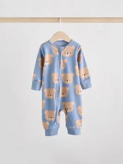 Next Brown/Marine - Lot de 3 dors-bien bébé en coton sans pieds à fermeture éclair bidirectionnelle (0mois-3ans)