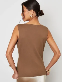 Threadbare - Gilet en maille côtelée Brun clair New