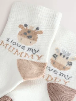 Next Brun/Crème - Lot de 2 chaussettes pour bébé (0mois-2ans) Outlet