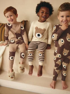 Next Brun/Crème - Lot de 3 pyjamas Snuggle (9mois-6ans) Discount