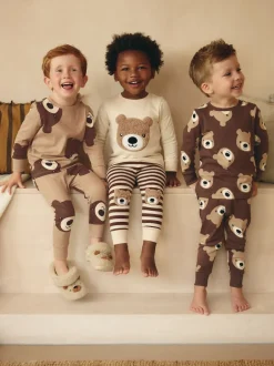 Next Brun/Crème - Lot de 3 pyjamas Snuggle (9mois-6ans) Discount