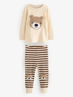Next Brun/Crème - Lot de 3 pyjamas Snuggle (9mois-6ans) Discount