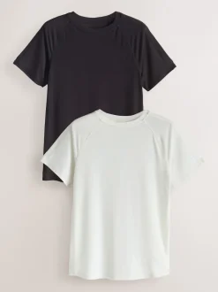 Next Brun/Crème - Lot de 2 T-shirts Active à manches courtes à Col rond Clearance