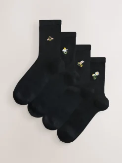 Next - Chaussettes à motif brodé 4 Pack Bumble Bee Hot