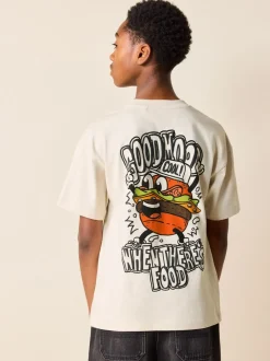 Next - T-shirt graphique Manches courtes Relaxed Fit (3-16yrs) Burger de personnage Beige Sable Online