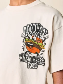 Next - T-shirt graphique Manches courtes Relaxed Fit (3-16yrs) Burger de personnage Beige Sable Online