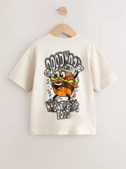 Next - T-shirt graphique Manches courtes Relaxed Fit (3-16yrs) Burger de personnage Beige Sable Online