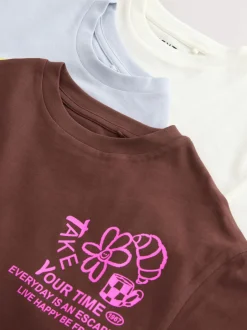 Next Café Marron Chocolat - T-shirts graphiques oversize Lot de 3 (3-16ans) Sale