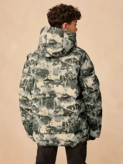 Next - Manteau rembourré doublé en micropolaire Résistant à la douche (3-17ans) Camoflauge gris