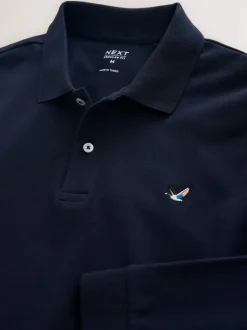 Next Canard bleu marine - Polo à manches longues en piqué New