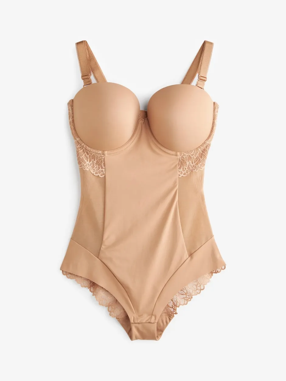 Next Caramel Nude - Corps en dentelle légèrement rembourré avec contrôle du ventre ferme DD+ Hot