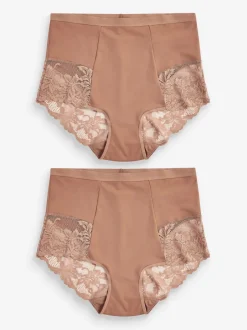 Next Caramel Nude - Imprimé Gainant Culotte brésilienne dos lacé 2 Lot Outlet