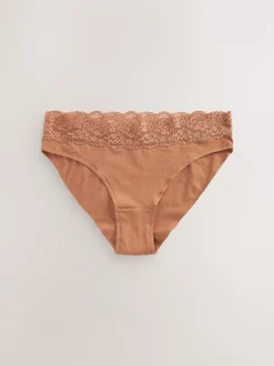 Next - Lot de 4 culottes en coton et dentelle Caramel Nude