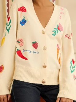 Love & Roses Cardigan brodé en maille Clearance