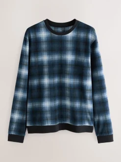 Next Carreaux bleu marine - Ensemble pyjama Motionflex confortable à manches longues et poignets New