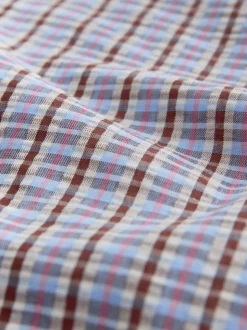 Next Carreaux bleux/marron - Chemisier à manches longues et col oversize Online