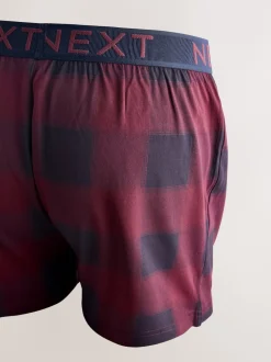 Next Carreaux marine/bordeaux - Lot de 5 boxers amples Best