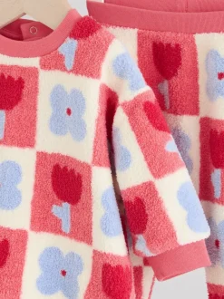 Next Carreaux rouge/violet - Ensemble de Hauts et Leggings en polaire Bébé 2 pièces (0mois-2ans) Best