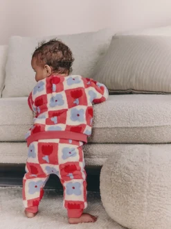 Next Carreaux rouge/violet - Ensemble de Hauts et Leggings en polaire Bébé 2 pièces (0mois-2ans) Best