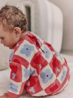 Next Carreaux rouge/violet - Ensemble de Hauts et Leggings en polaire Bébé 2 pièces (0mois-2ans) Best