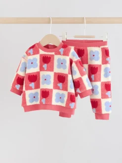 Next Carreaux rouge/violet - Ensemble de Hauts et Leggings en polaire Bébé 2 pièces (0mois-2ans) Best