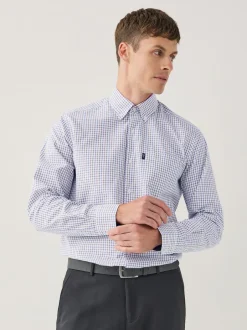 Next - Chemise Oxford ajustée Easy Iron Button Down Carreaux Tattersall écru Hot