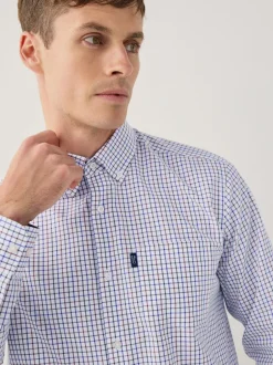 Next - Chemise Oxford ajustée Easy Iron Button Down Carreaux Tattersall écru Hot