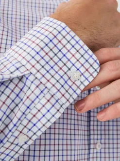 Next - Chemise Oxford ajustée Easy Iron Button Down Carreaux Tattersall écru Hot