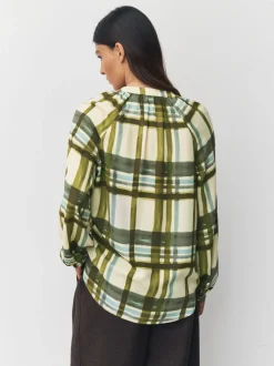 Next - Chemisier manches longues à col V Carreaux vert/écru Hot