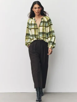 Next - Chemisier manches longues à col V Carreaux vert/écru Hot