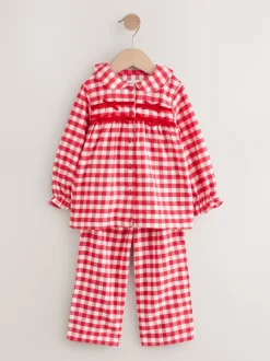 Next Carreaux vichy rouge / blanc - Pyjama Bouton à travers tissé (9mths-11yrs) Clearance