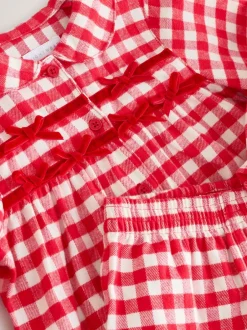 Next Carreaux vichy rouge / blanc - Pyjama Bouton à travers tissé (9mths-11yrs) Clearance