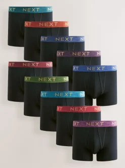 Next - Coupe standard - Caleçon A-Front 10 Pack Ceinture noire riche chinée Best