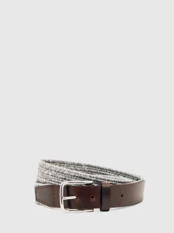 Reiss Ceinture Welling en toile avec bordure en cuir New