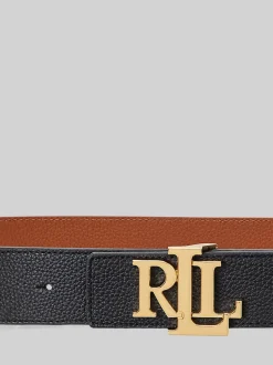 Lauren Ralph Lauren Ceinture réversible en cuir galet à large logo Sale
