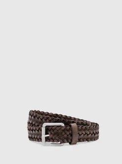 Reiss Ceinture tissée en cuir Carlton Sale